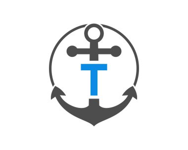 Anchor 'la ilk T harfi. Çapa logosu ve T harfi. Denizci, Yelkenli Logosu