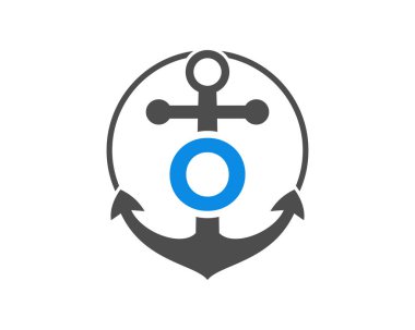 Çapa logosu 0 harfi konsepti. Anchor 'ın baş harfi O harfi. Denizci, Yelkenli Logosu