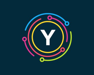 Y harfi konseptli teknoloji logosu tasarımı. Y harfi teknoloji logosu. Ağ Logosu Tasarımı