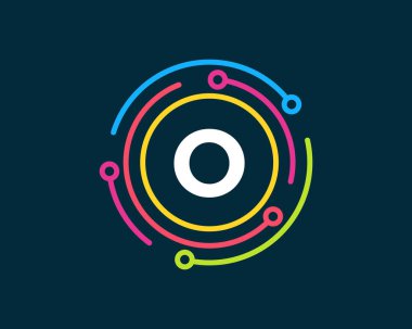 O harfi konseptli teknoloji logosu tasarımı. O harfi teknoloji logosu. Ağ Logosu Tasarımı