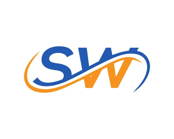 Swロゴ金融 不動産および管理会社ベクトルテンプレートのためのデザイン Swレターリンクビジネスロゴ 初期Swロゴデザイン — ストックベクタ