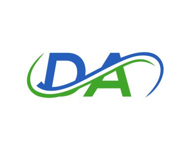 Baş Savcı Logo Tasarımı. Bölge Savcısı İş Logosu Bağlantılı Mektup. DA Finans, Kalkınma, Yatırım, Gayrimenkul ve Yönetim Şirketi Vektör Şablonu logosu