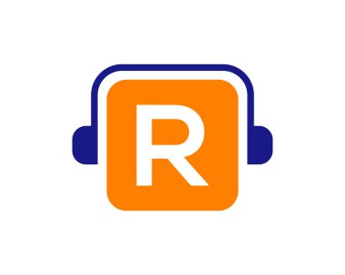 R harfinde kulaklık logosu. Harf R Müzik Logosu Tasarım Şablonu Kulaklık Kavramı