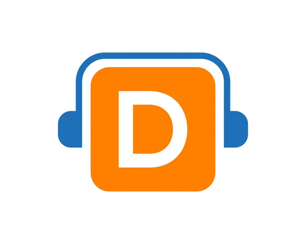 Headphone Logo Letter Letter Music Logo Design Template — Stock Vector