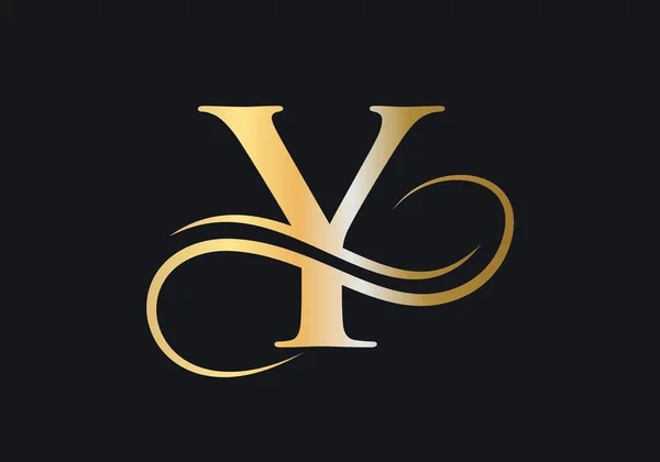 Brev Initial Lyxig Logotyp Mall Premium Logotyp Golden Concept Brev — Stock vektor