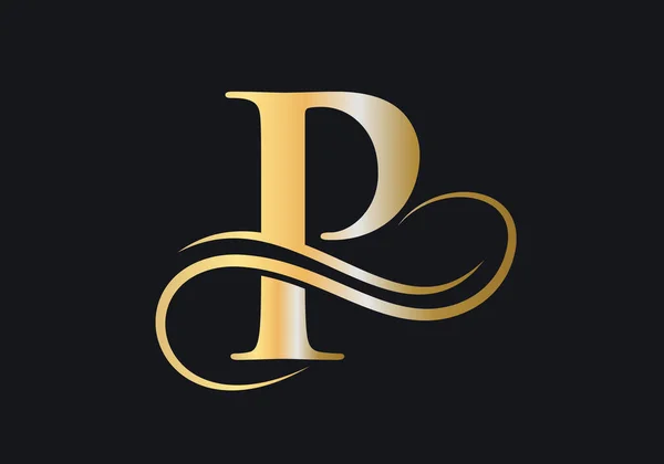 Harfi Lüks Logo Şablonu Logosu Altın Kavram Harfi Logosu Altın — Stok Vektör