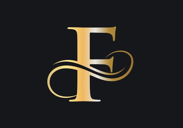 Letter Initial Luxurious Logo Template 약자이다 컨셉트 Letter Logo Golden — 스톡 벡터