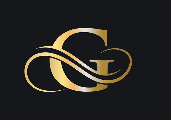 G字母首字母假标志模板 高级G标志金概念 带有金色奢华色彩的G字母标志及专题设计 — 图库矢量图片