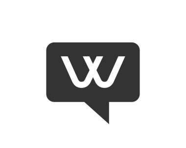 W harfi üzerinde sohbet logosu. W harfi sohbet logosu. W harfi iletişim logosu tasarım şablonu