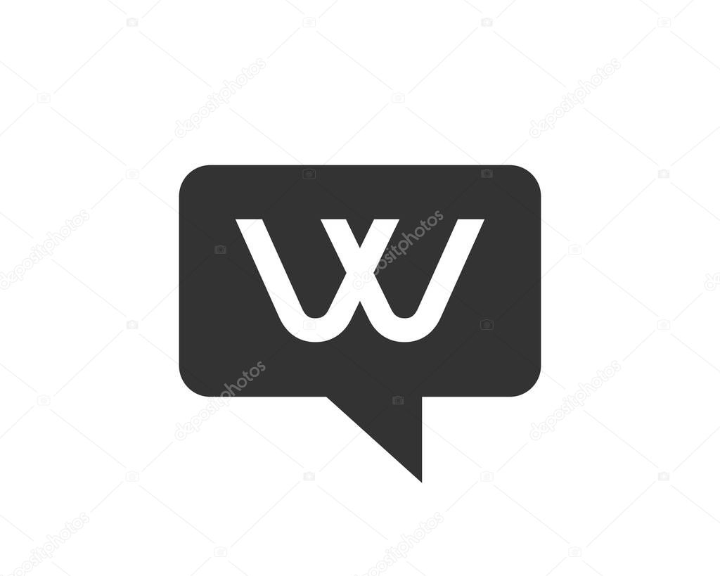 Chat Logo On W Letter Concept. Letter W Chat Logo. Letter W communication logo design template