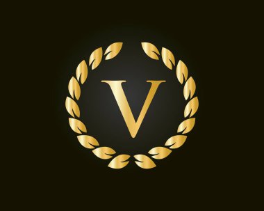 Luxurious Concept ile V logosunun baş harfleri. Restoran, Kraliyet, Butik, Cafe, Otel, Heraldic, Mücevher ve Moda Kimliği için V Lüks Logo şablonu