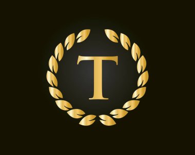 Lüks Konseptli T harfi logosu. Restoran, Kraliyet, Butik, Kafe, Otel, Heraldik, Mücevher ve Moda Kimliği için Lüks Logo şablonu