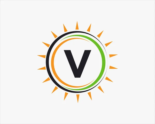 Sun Solar Energy Logo Carta Modelo Carta Solar Logo Design — Vetor de Stock