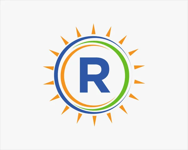 Zonne Energie Logo Letter Template Letter Solar Logo Ontwerp Solarpaneel — Stockvector