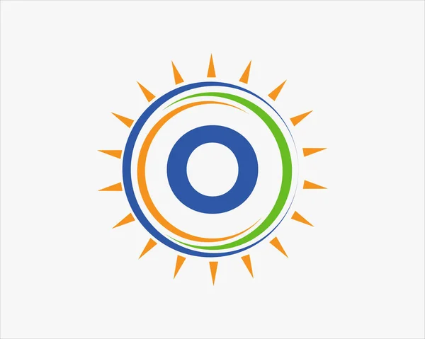 Sun Solar Energy Logo Brev Mall Brev Solar Logo Design — Stock vektor