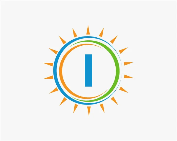 Sun Solar Energy Logo Sulla Lettera Template Lettera Solar Logo — Vettoriale Stock