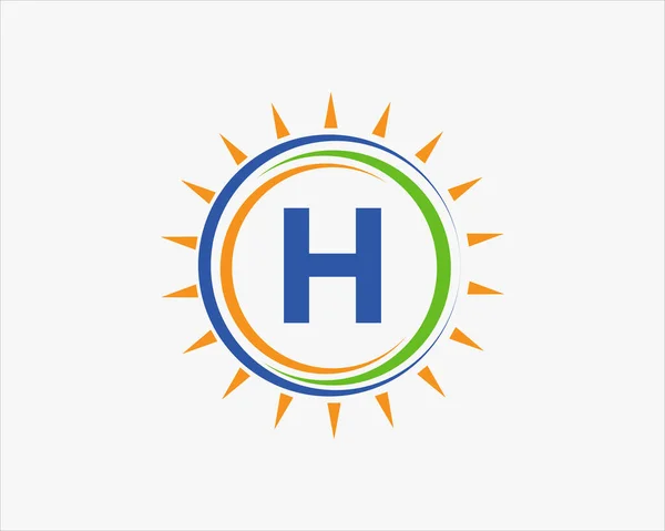 Sun Solar Energy Logo Letter Template Letter Solar Logo Design — Stockový vektor