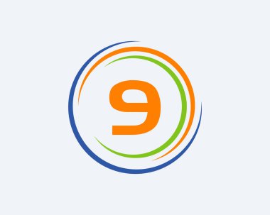 9 Harf Logo Tasarımı. Modern, Eşsiz Yaratıcı 9 Logo Tasarımı. Başlangıç 9 Harf İş Logosu Şablonu