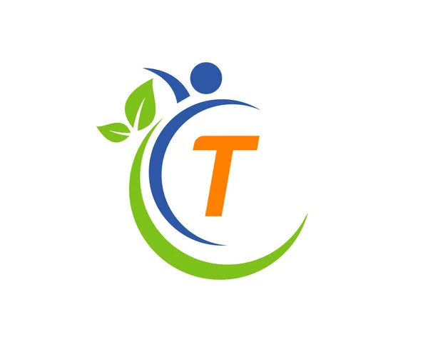 Logotipo Salud Humana Letra Carta Health Care Logo Template Plantilla — Vector de stock
