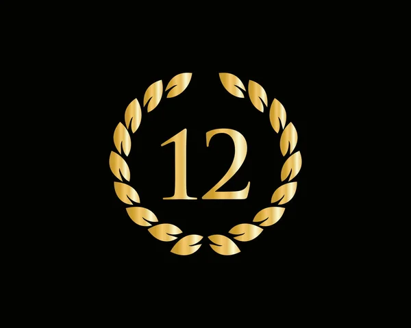 Szablon Logo 12Th Anniversary Ring Rocznica Logo Złotym Pierścieniem Izolowane — Wektor stockowy