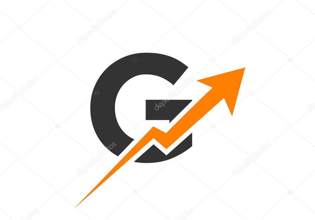 Finance logo with G letter concept. Marketing And Financial Business Logo. G Financial Logo Template with Marketing Growth Arrow
