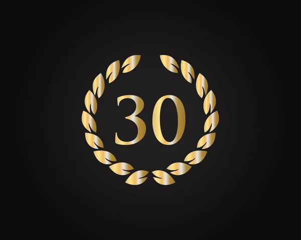 Πρότυπο Λογότυπου 30Ης Επετείου Λογότυπο Επετείου Ετών Χρυσό Δαχτυλίδι Απομονωμένο — Διανυσματικό Αρχείο