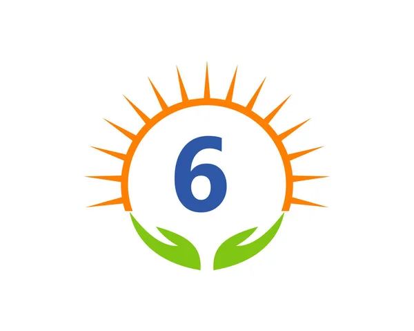 Logotipo Caridad Con Mano Sol Concepto Letras Logotipo Organización Donación — Archivo Imágenes Vectoriales