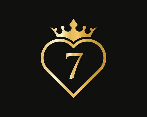 手紙7愛の形をしたロゴ ハートレター7ロゴデザイン ゴールド ファッション 化粧品ビジネス サロン ヨガベクトルラグジュアリーコンセプトテンプレート — ストックベクタ