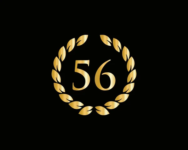 56Th Years Anniversary Ring Logo Vorlage Jahrestag Logo Mit Goldenem — Stockvektor