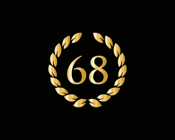 68Th Anniversary Ring Logo Template Річчя Logo Golden Ring Isolated — стоковий вектор