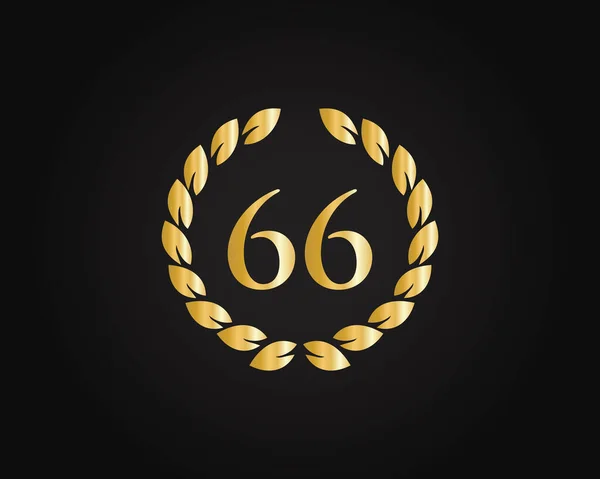 Šablona Loga Prstenu Výročí Výročí Logo Zlatým Prstenem Izolované Černém — Stockový vektor