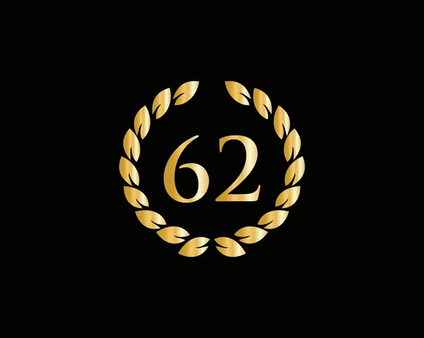 Anniversary Ring Logo Template Jaar Jubileum Logo Met Gouden Ring — Stockvector