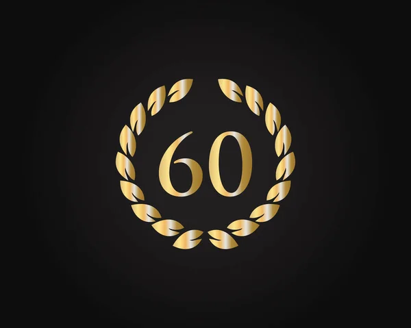Πρότυπο Λογότυπου Δαχτυλιδιού 60Ης Επετείου Λογότυπο 60Ης Επετείου Χρυσό Δαχτυλίδι — Διανυσματικό Αρχείο