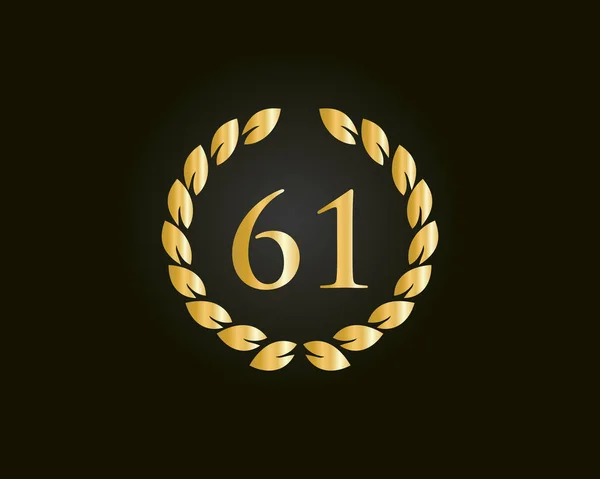 Anniversary Ring Logo Template Jaar Jubileum Logo Met Gouden Ring — Stockvector
