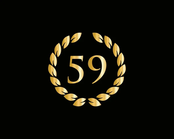 59Η Επέτειος Δαχτυλίδι Πρότυπο Λογότυπο Λογότυπο Επετείου 59Ου Έτους Χρυσό — Διανυσματικό Αρχείο