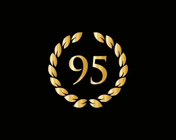 Šablona Loga Prstenu Výročí 95Th Years Anniversary Logo Golden Ring — Stockový vektor