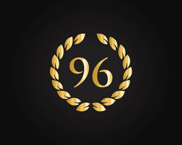 96Th Anniversary Ring Logo Mall Årsjubileum Logotyp Med Gyllene Ring — Stock vektor