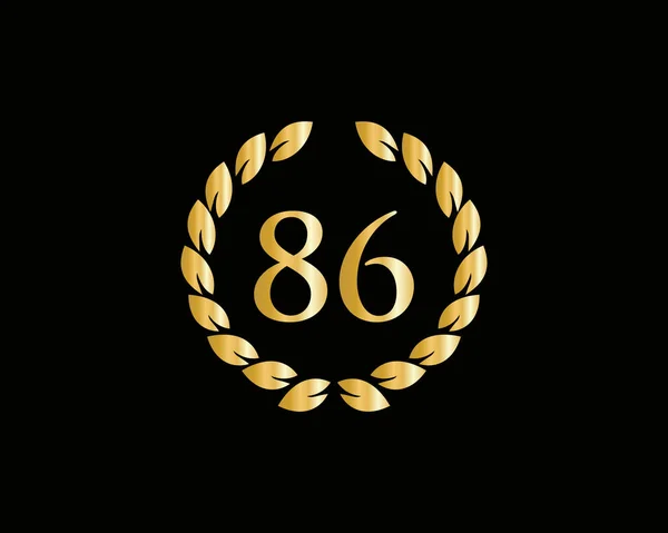 Восьмий Ювілейний Перстень Лого Річчя Logo Golden Ring Isolated Black — стоковий вектор
