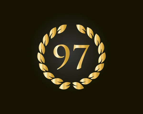 Šablona Loga Prstenu Výročí 97Th Years Anniversary Logo Golden Ring — Stockový vektor