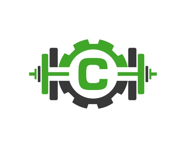 Fitness Gym Logo Letter Fitness Club Icon Met Oefenapparatuur Beginletter — Stockvector