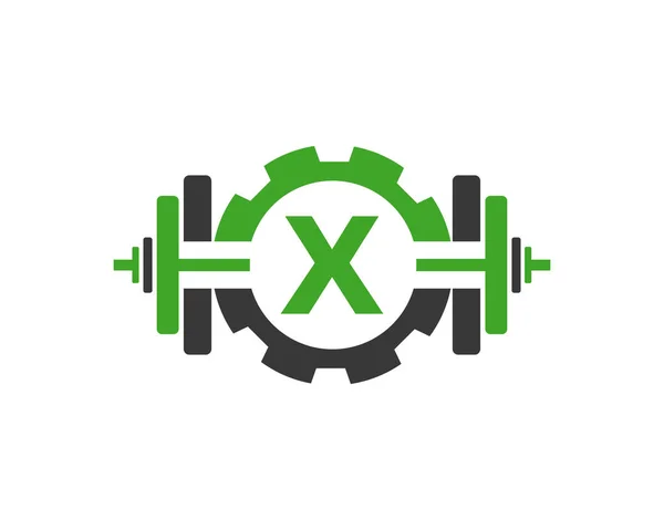 Fitness Gym Logo Letter Fitnessclubicoon Met Oefenapparatuur Beginletter Van Het — Stockvector