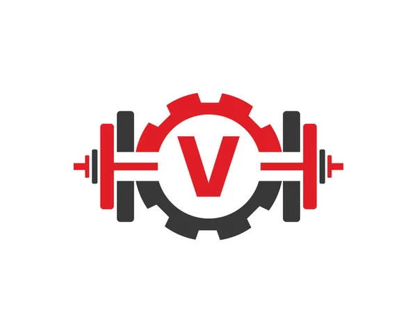 Fitness Gym Logo Letter Fitness Club Kuvake Harjoituslaitteilla Alkuperäinen Aakkosellinen — vektorikuva