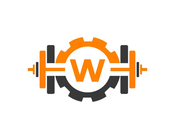 Fitness Gym Logo Letter Fitness Club Ikon Med Träningsutrustning Ursprungligt — Stock vektor
