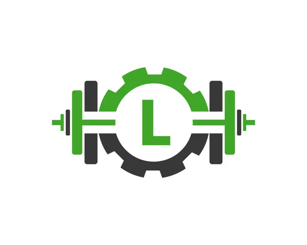 Fitness Gym Logo Letter Fitness Club Ikon Med Träningsutrustning Ursprunglig — Stock vektor