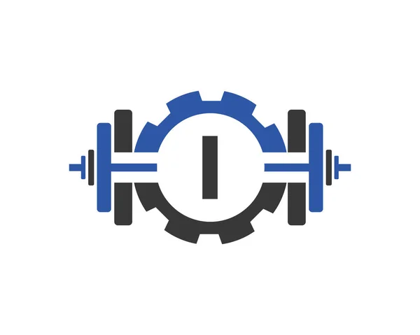 Fitness Gimnasio Logotipo Letra Icono Del Club Fitness Con Equipo — Vector de stock