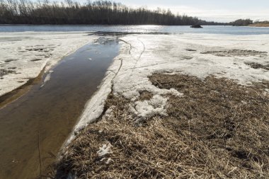 Umea, İsveç'te nehir kenarındaki buz