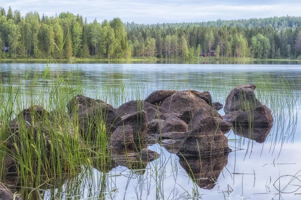 Lake with Rocks and Forest — Stock Photo, Image