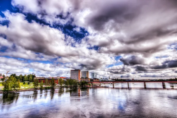 Ciudad sueca con río —  Fotos de Stock