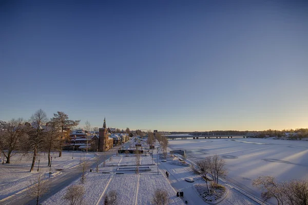 Overlock en el río congelado en Umea, Suecia —  Fotos de Stock