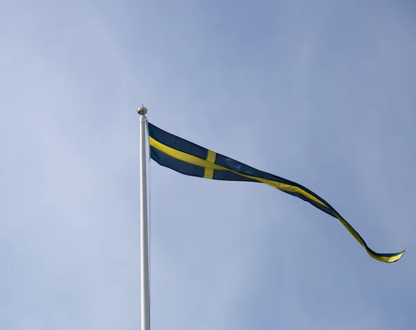 Swedish Pennent Waving on Flagpole — Stock fotografie